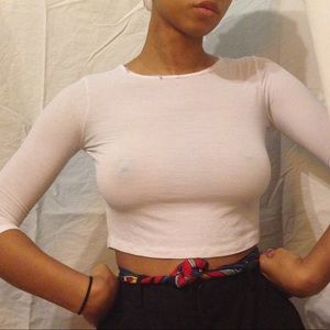 Brandy Melville White Ribbed Crop Top